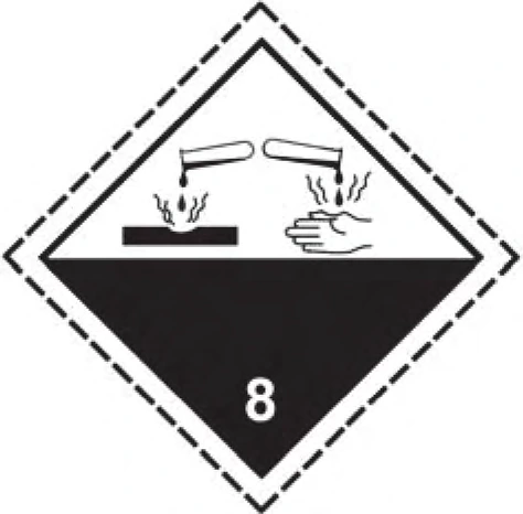 Rótulo de risco 8 — Substâncias corrosivas