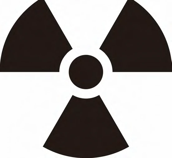 Símbolo trifólio da classe 7 — material radioativo, conforme a NBR 7500